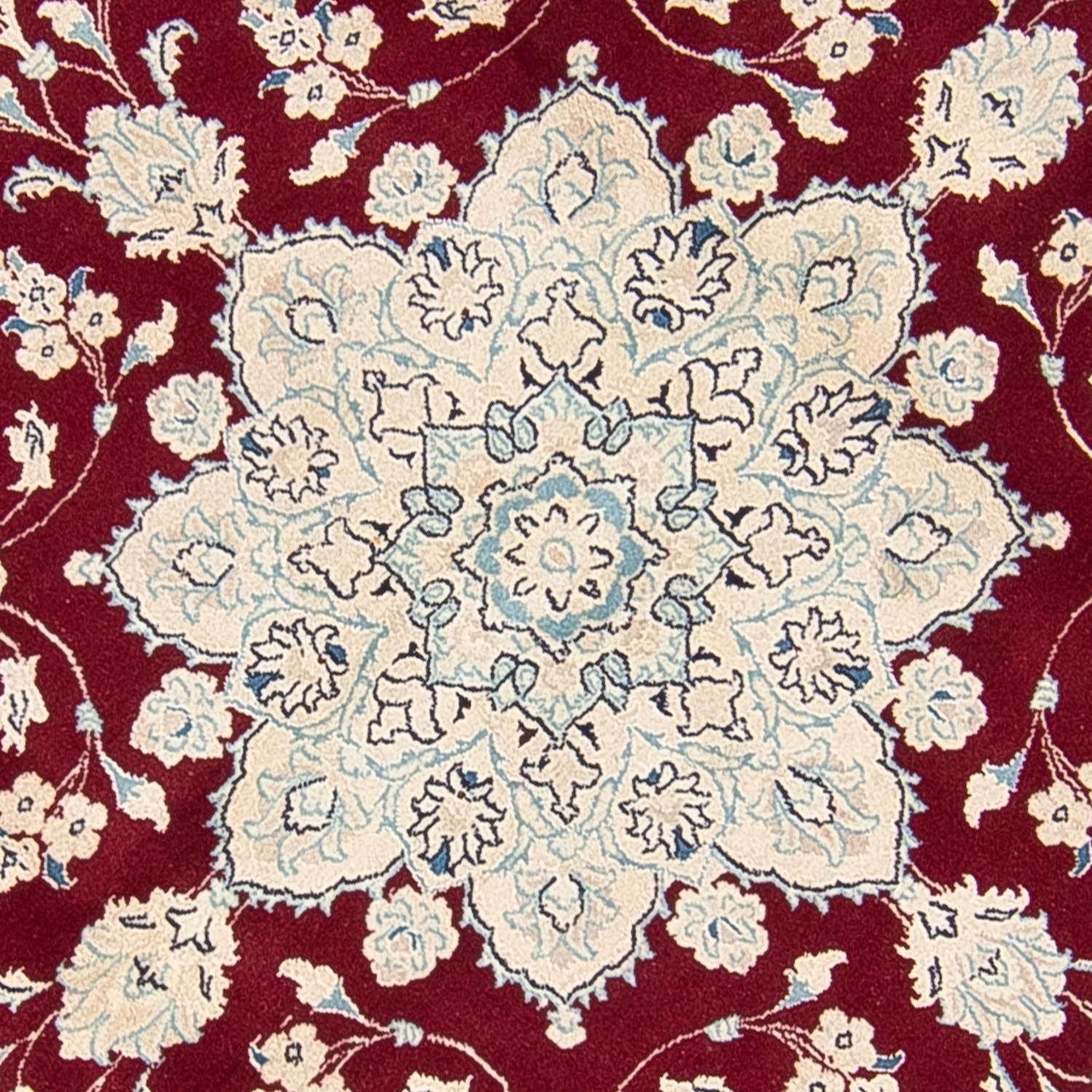 Persisk tæppe - Nain rundt  - 245 x 245 cm - mørkerød