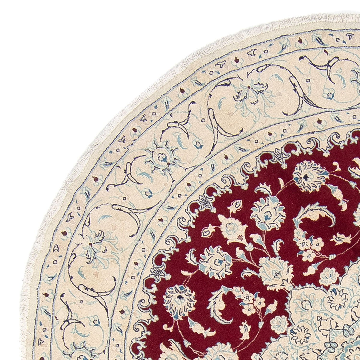 Persisk tæppe - Nain rundt  - 245 x 245 cm - mørkerød