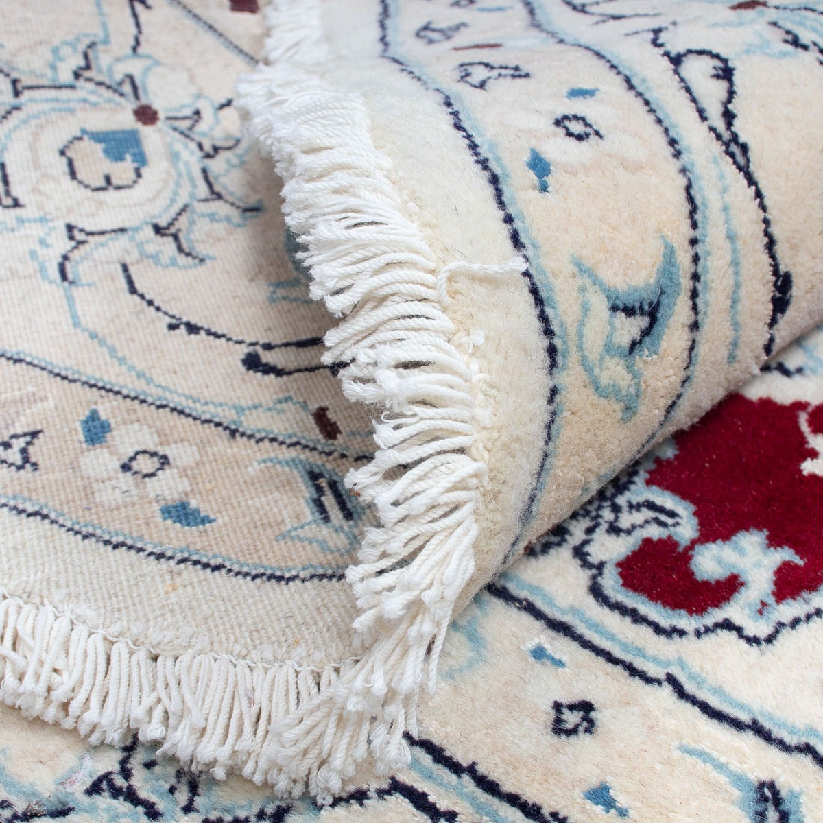 Persisk tæppe - Nain rundt  - 245 x 245 cm - mørkerød