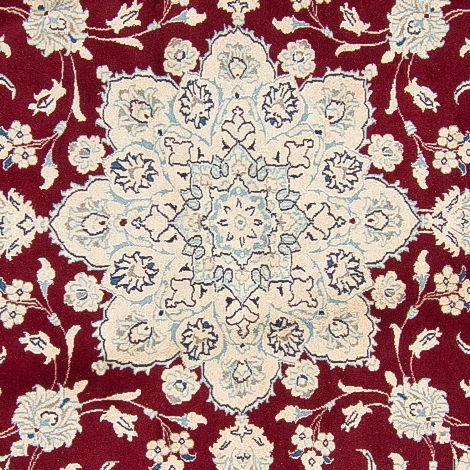 Persisk tæppe - Nain rundt  - 245 x 245 cm - mørkerød