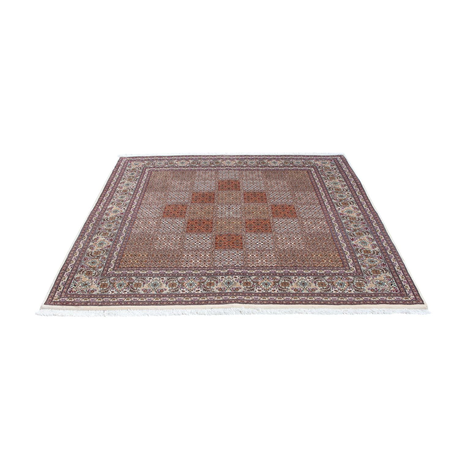 Persisk tæppe - Tabriz firkantet  - 153 x 150 cm - mørkerød