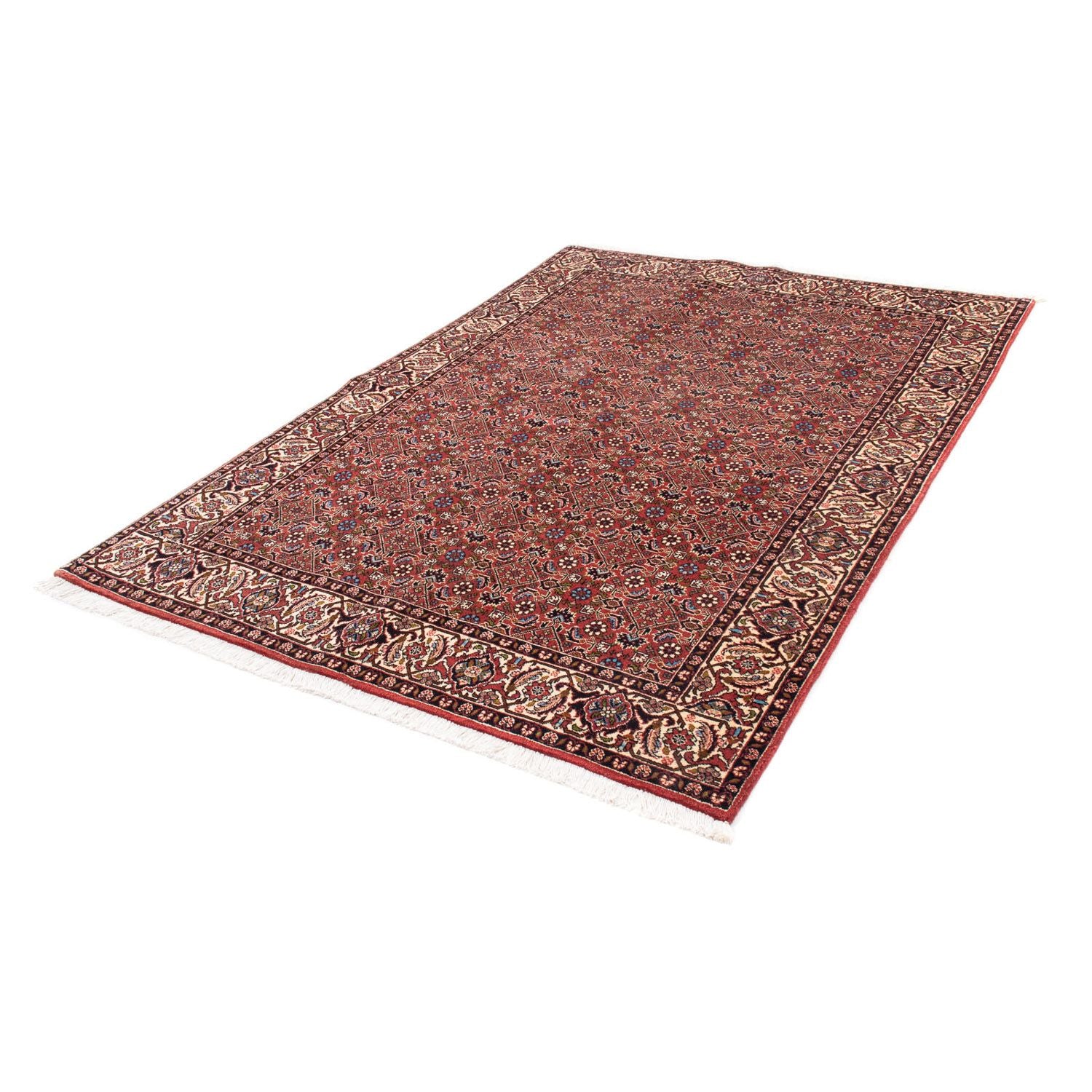 Persisk tæppe - Bijar - 205 x 141 cm - mørkerød