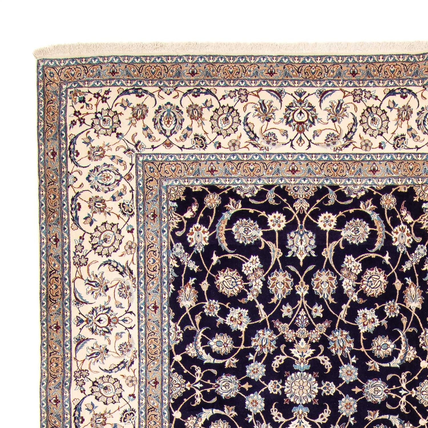 Persisk tæppe - Nain - Premium - 430 x 310 cm - mørkeblå