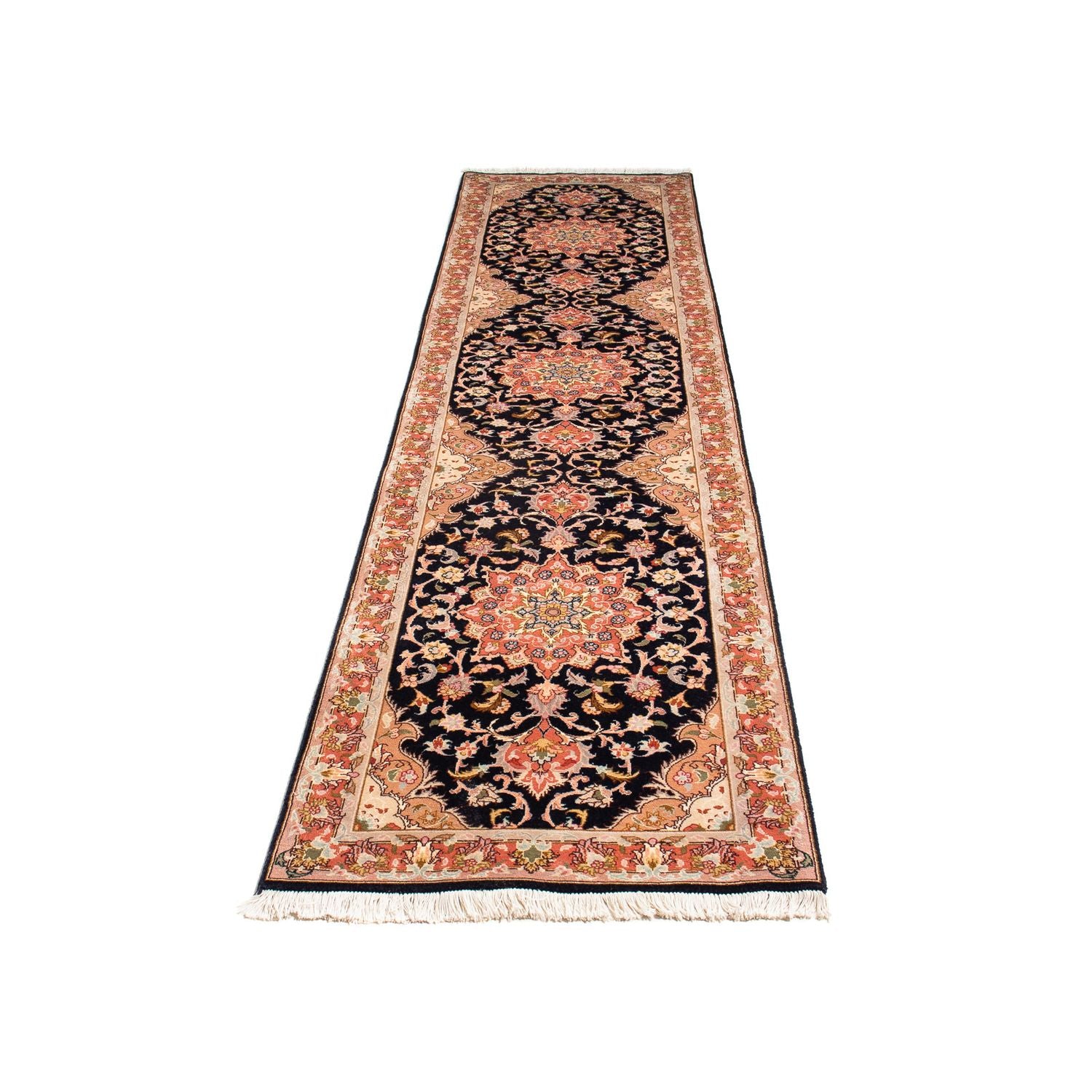 Løber Persisk tæppe - Tabriz - Royal - 303 x 68 cm - mørkeblå