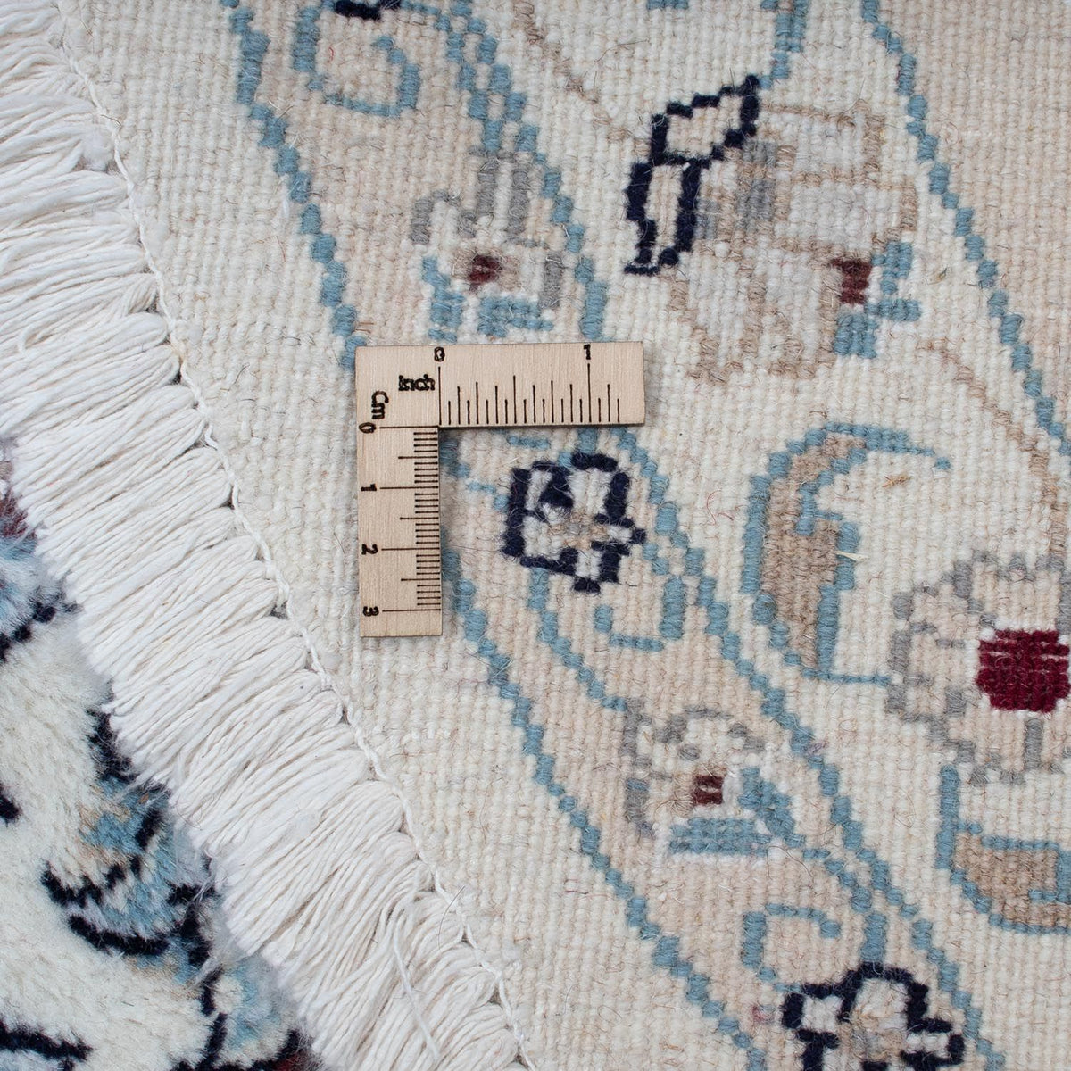 Persisk tæppe - Nain rundt  - 310 x 310 cm - mørkerød