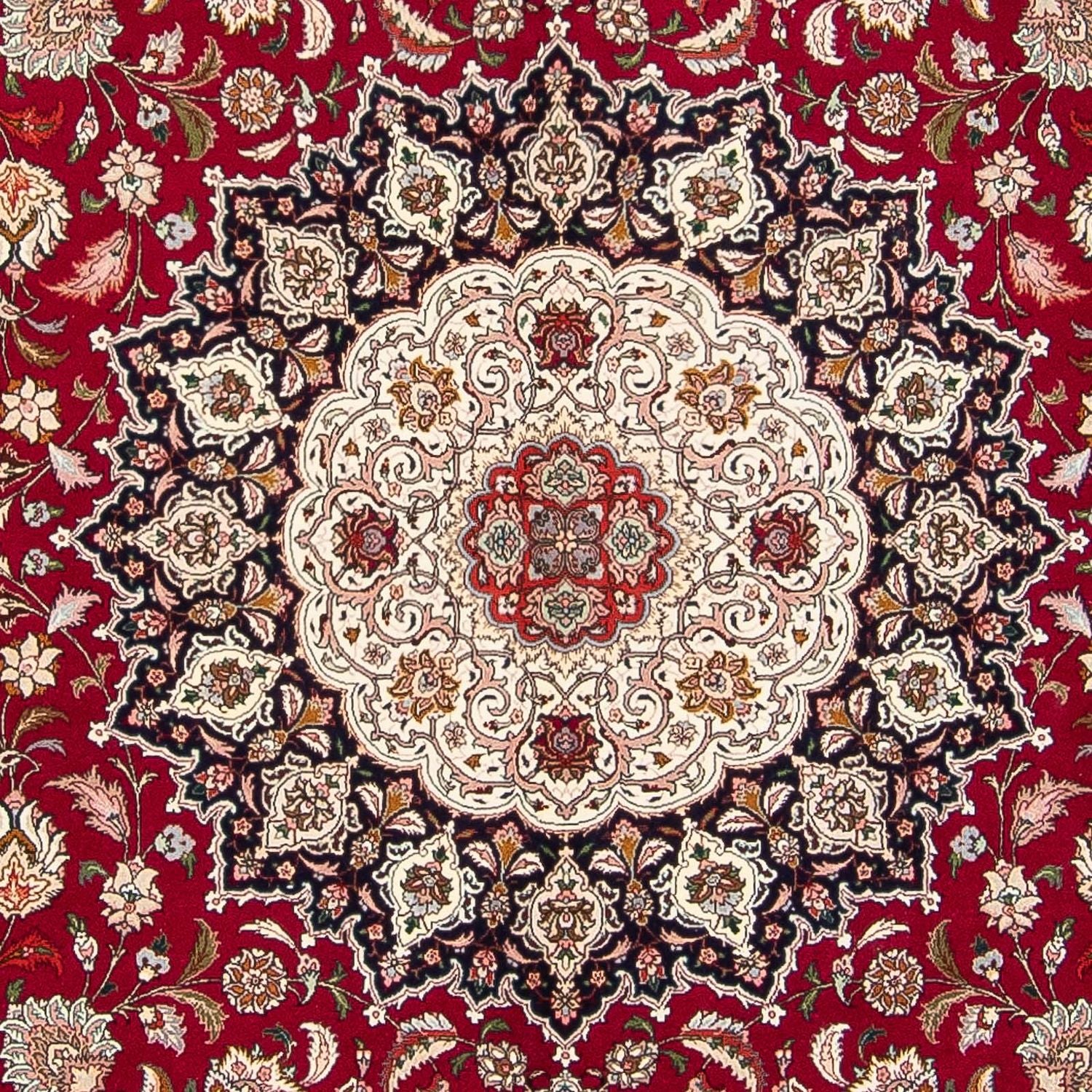 Persisk tæppe - Tabriz - Royal firkantet  - 306 x 302 cm - mørkerød