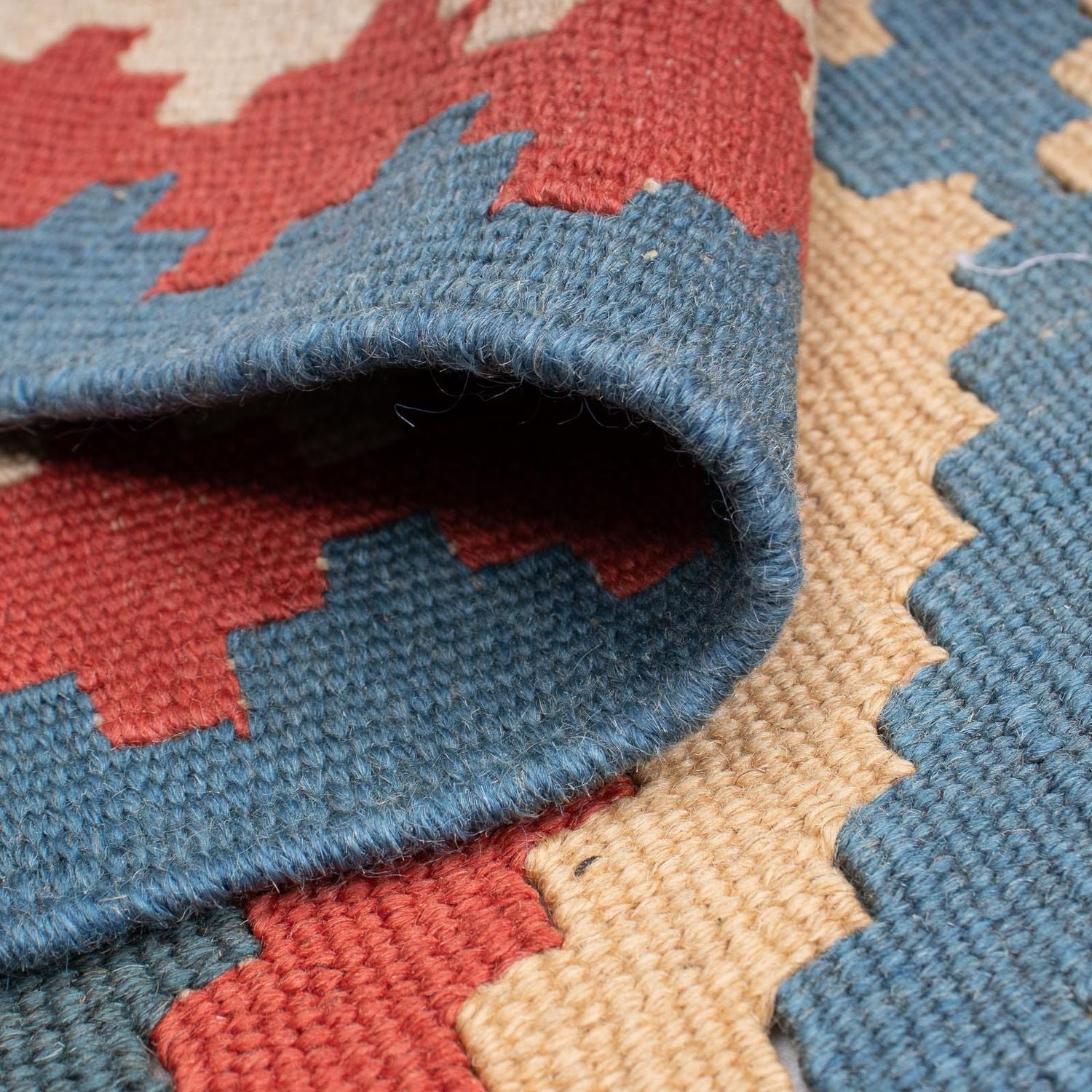 Kelim-tæppe - orientalsk - 183 x 124 cm - blå