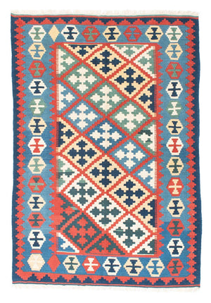 Kelim-tæppe - orientalsk - 175 x 124 cm - blå
