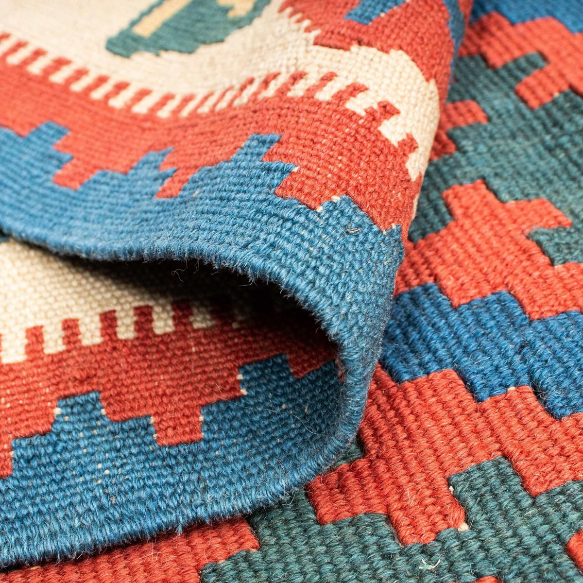 Kelim-tæppe - orientalsk - 185 x 112 cm - blå