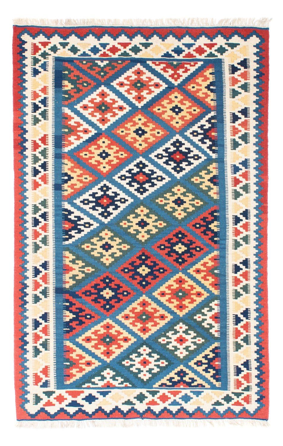 Kelim-tæppe - orientalsk - 182 x 122 cm - blå