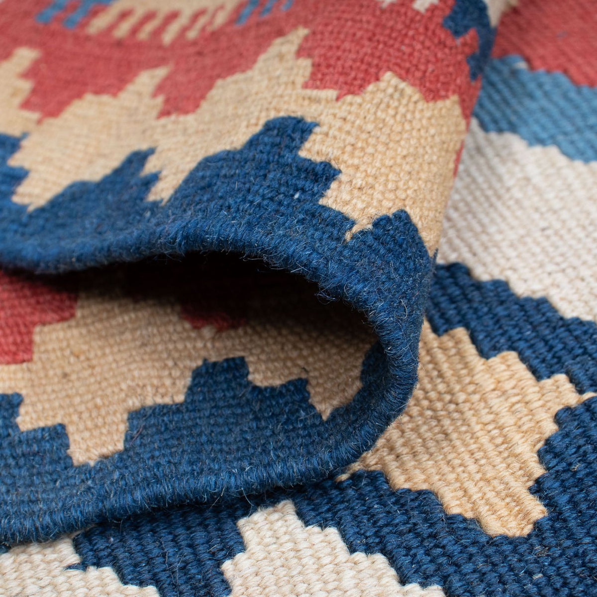 Kelim-tæppe - orientalsk - 183 x 123 cm - blå