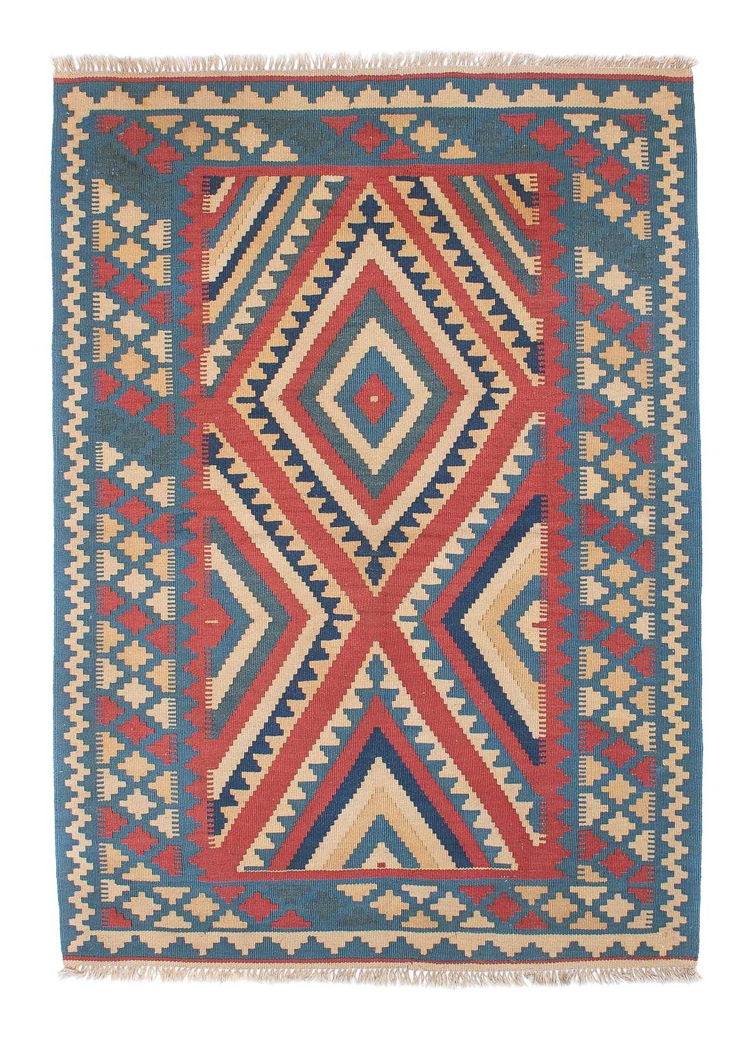 Kelim-tæppe - orientalsk - 155 x 117 cm - blå