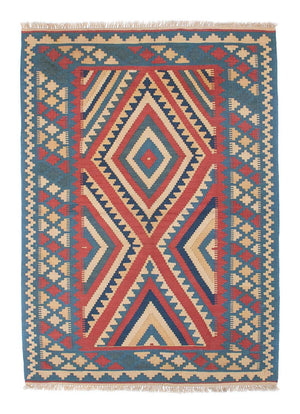 Kelim-tæppe - orientalsk - 155 x 117 cm - blå
