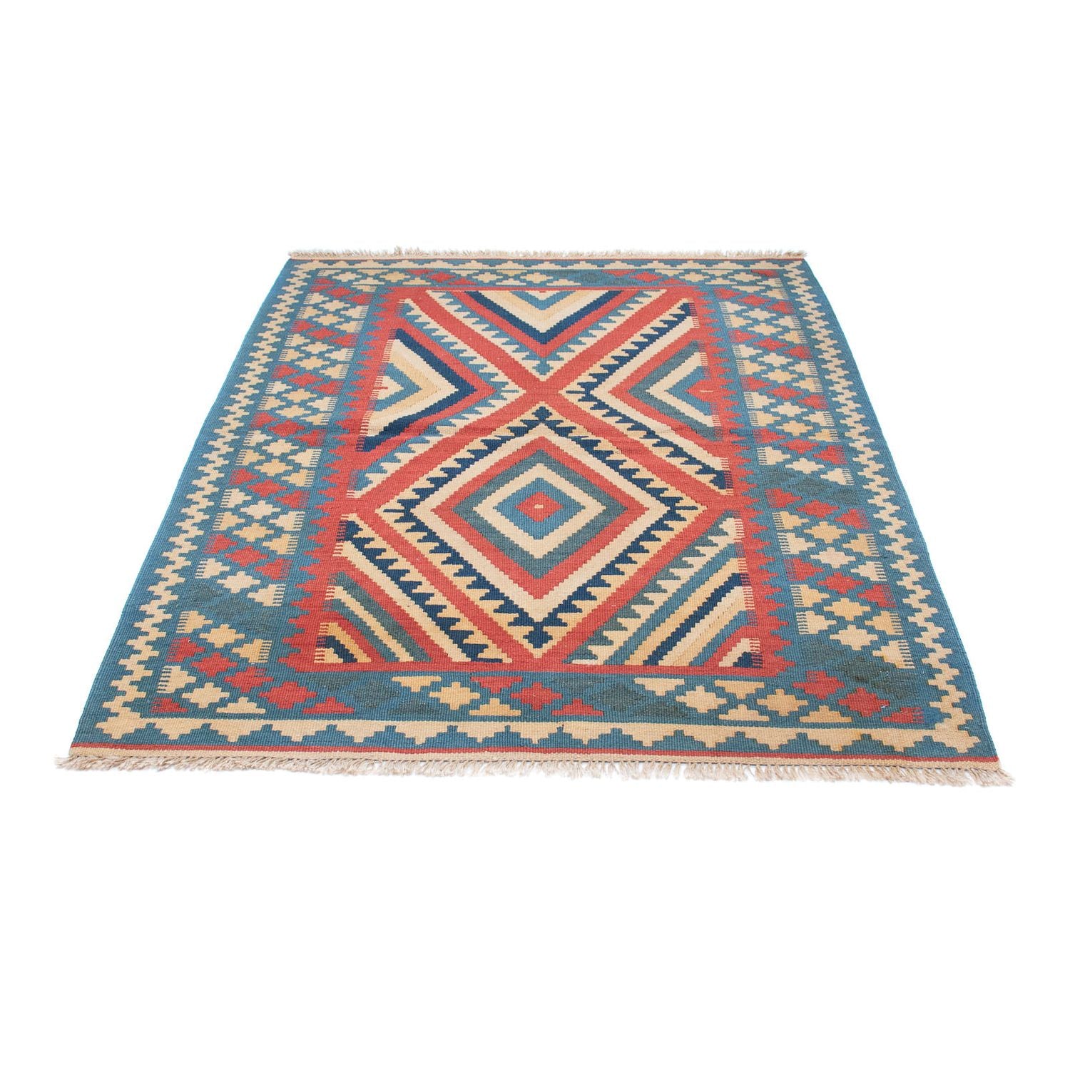 Kelim-tæppe - orientalsk - 155 x 117 cm - blå
