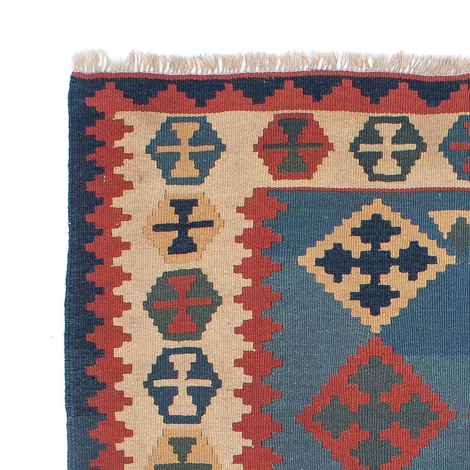 Kelim-tæppe - orientalsk - 171 x 118 cm - blå