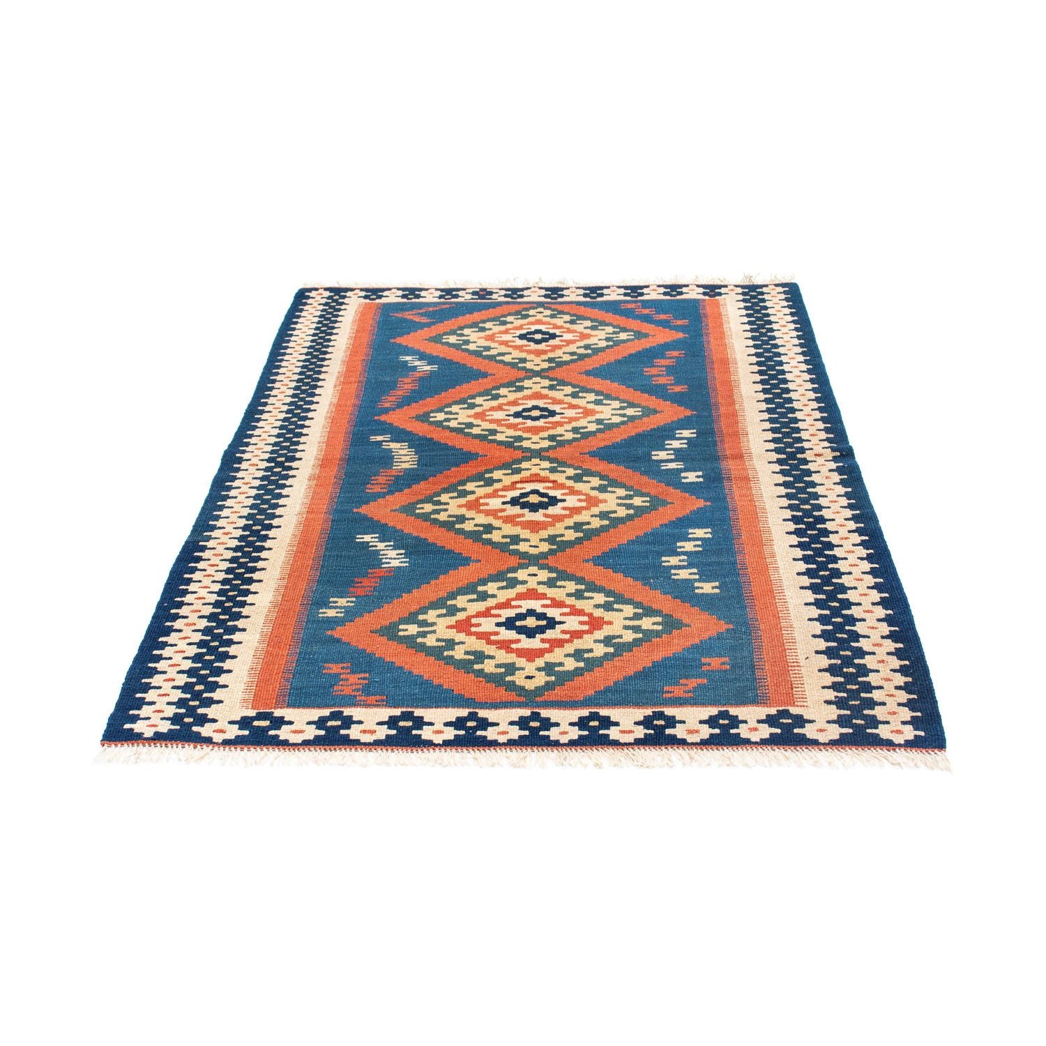 Kelim-tæppe - orientalsk - 143 x 108 cm - blå