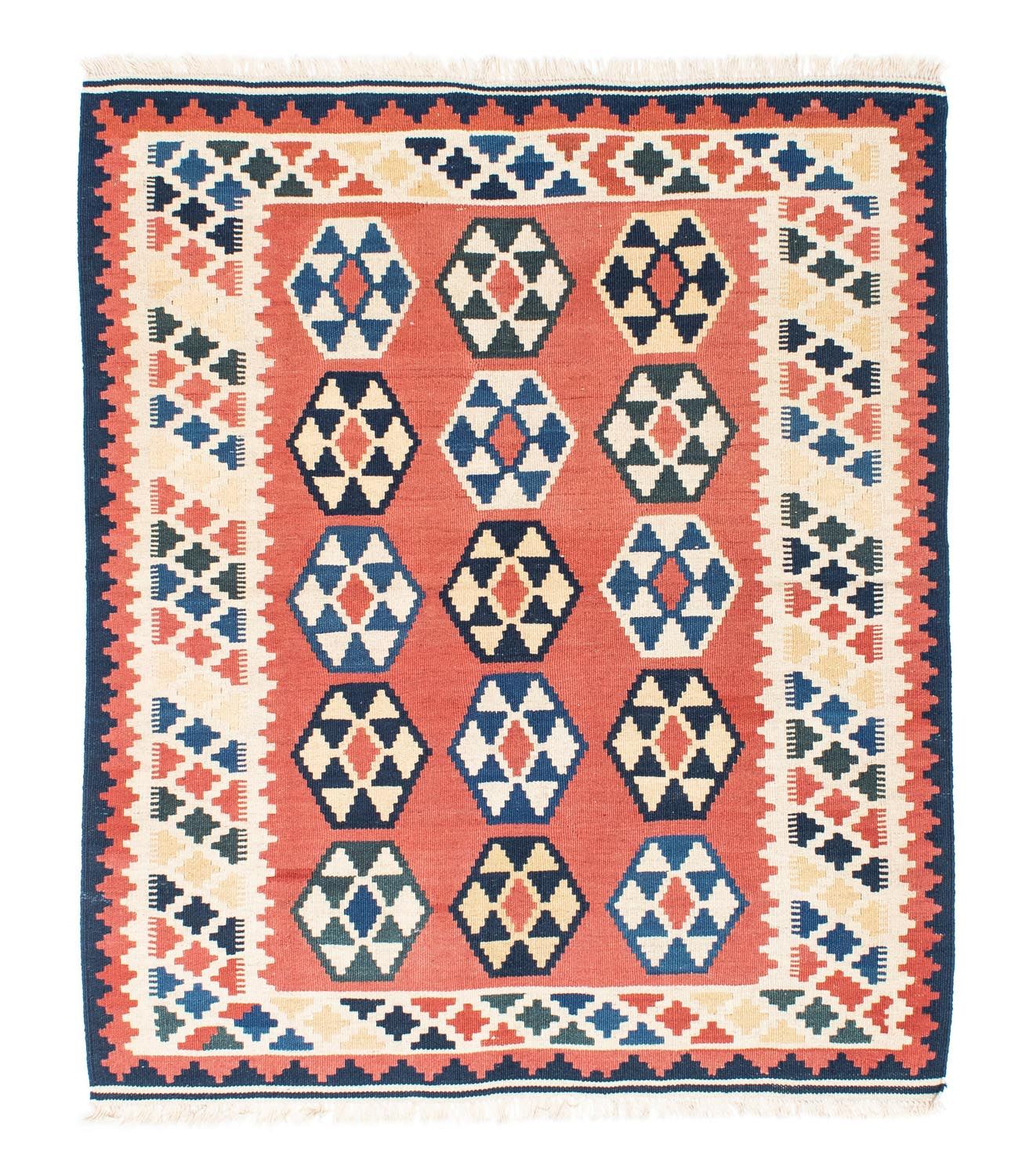 Kelim-tæppe - orientalsk firkantet  - 148 x 121 cm - rust
