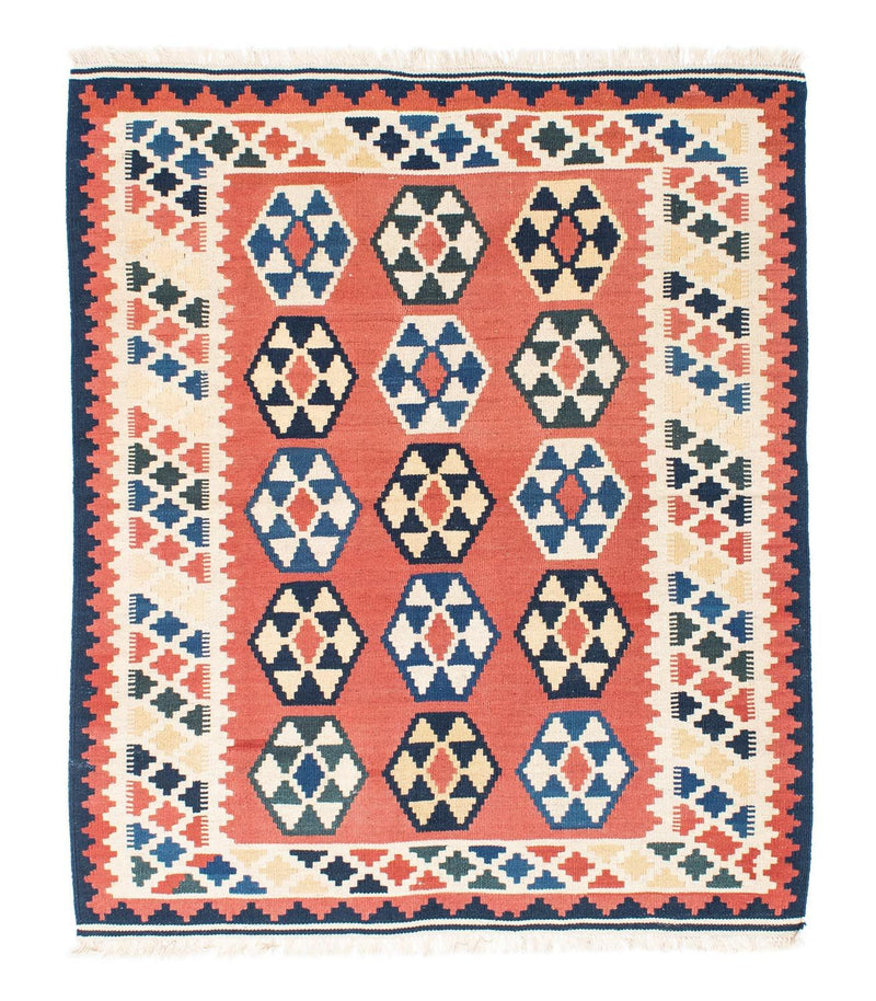 Kelim-tæppe - orientalsk firkantet  - 148 x 121 cm - rust