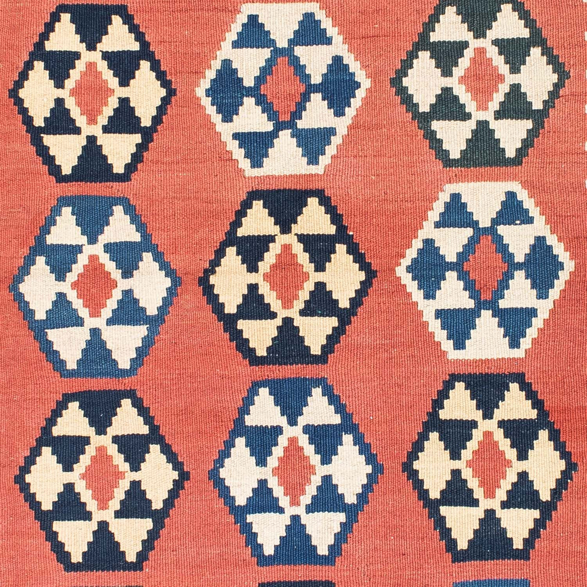 Kelim-tæppe - orientalsk firkantet  - 148 x 121 cm - rust