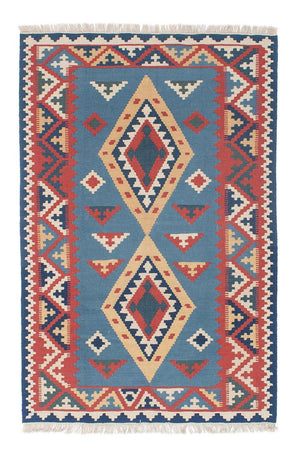 Kelim-tæppe - orientalsk - 183 x 121 cm - blå