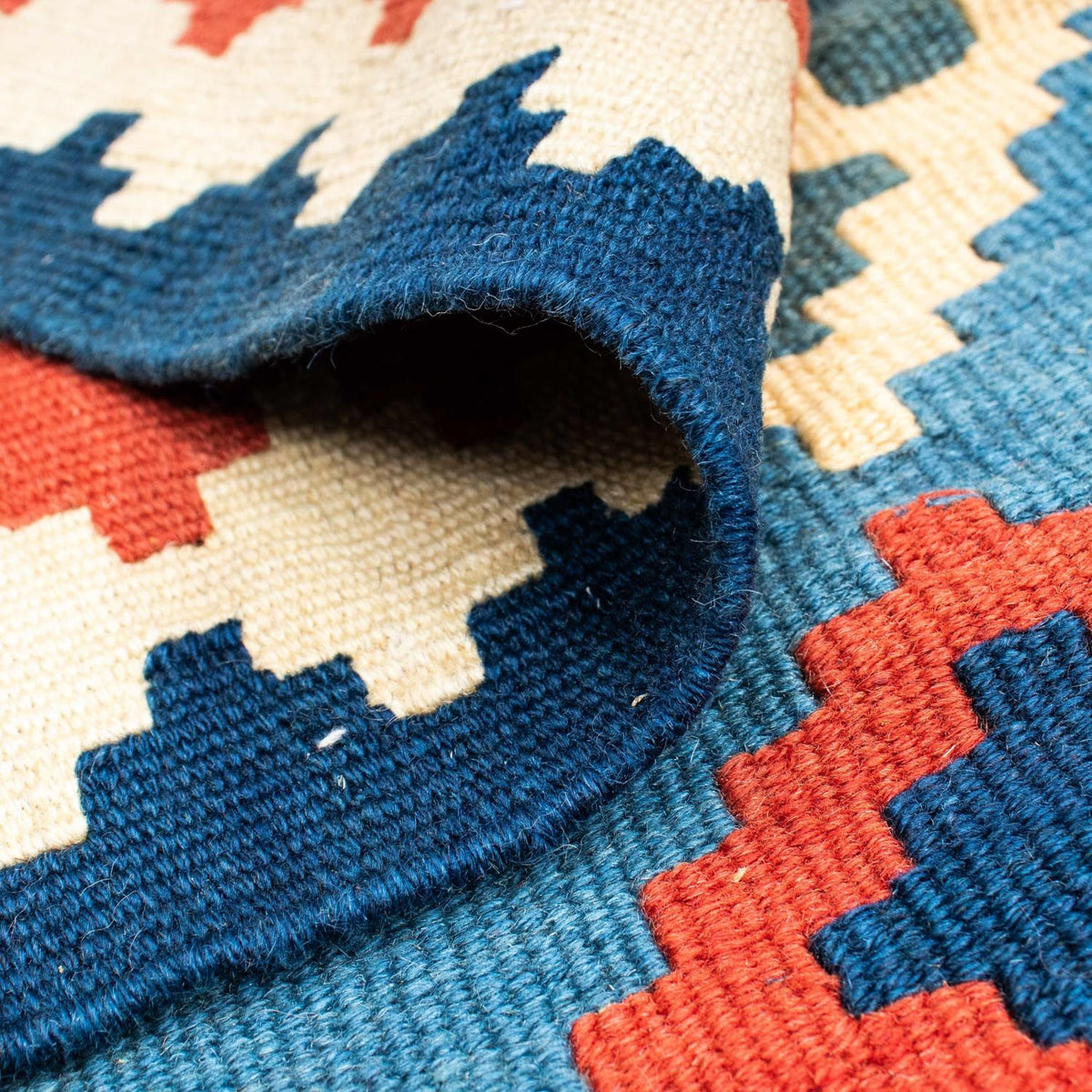 Kelim-tæppe - orientalsk - 168 x 122 cm - blå