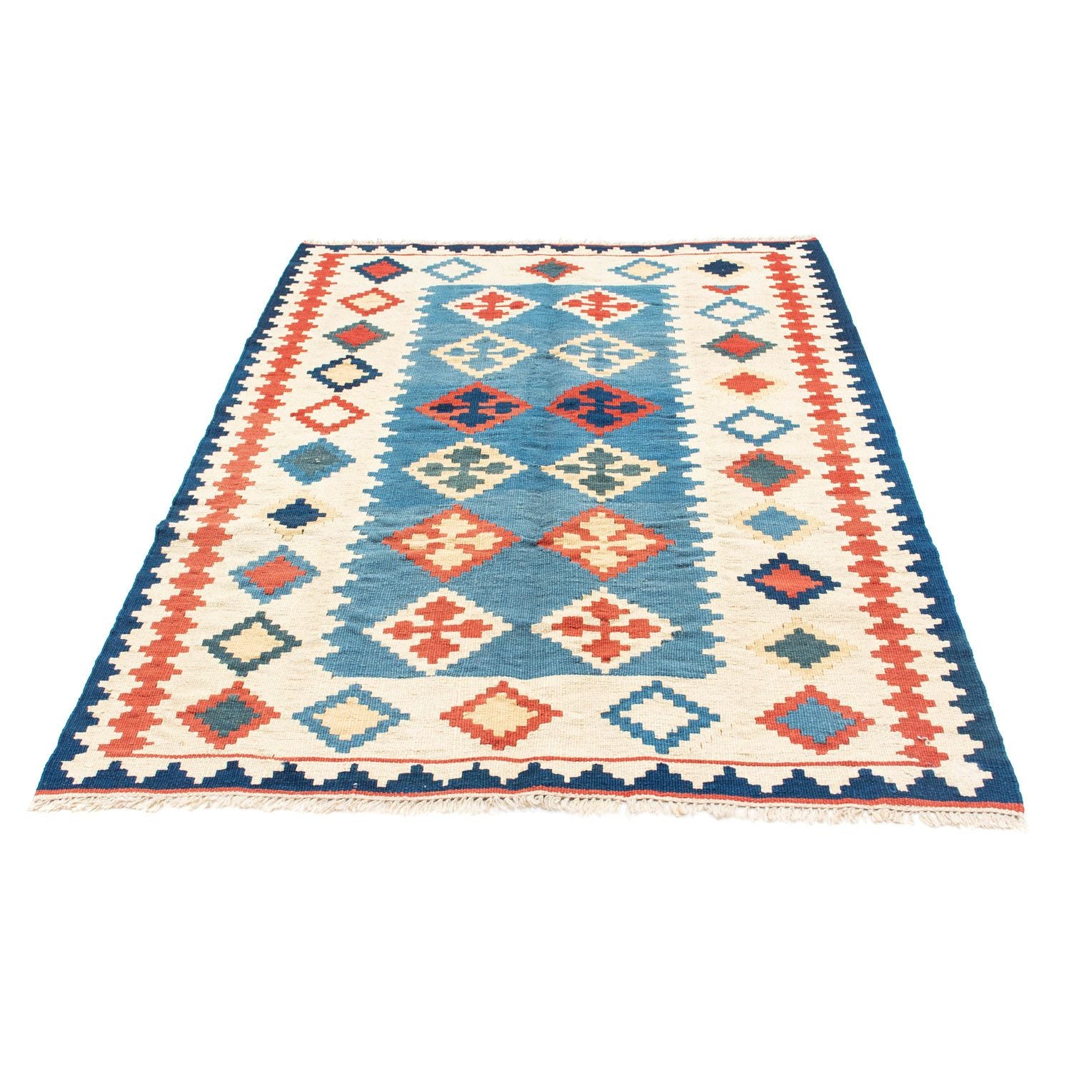 Kelim-tæppe - orientalsk - 168 x 122 cm - blå