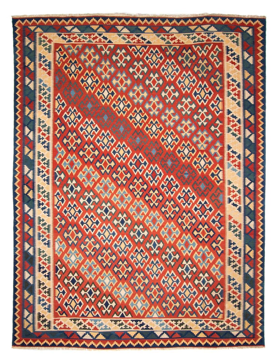Kelim-tæppe - orientalsk - 400 x 293 cm - mørkerød