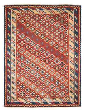 Kelim-tæppe - orientalsk - 400 x 293 cm - mørkerød