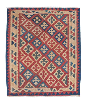 Kelim-tæppe - orientalsk - 143 x 117 cm - flerfarvet
