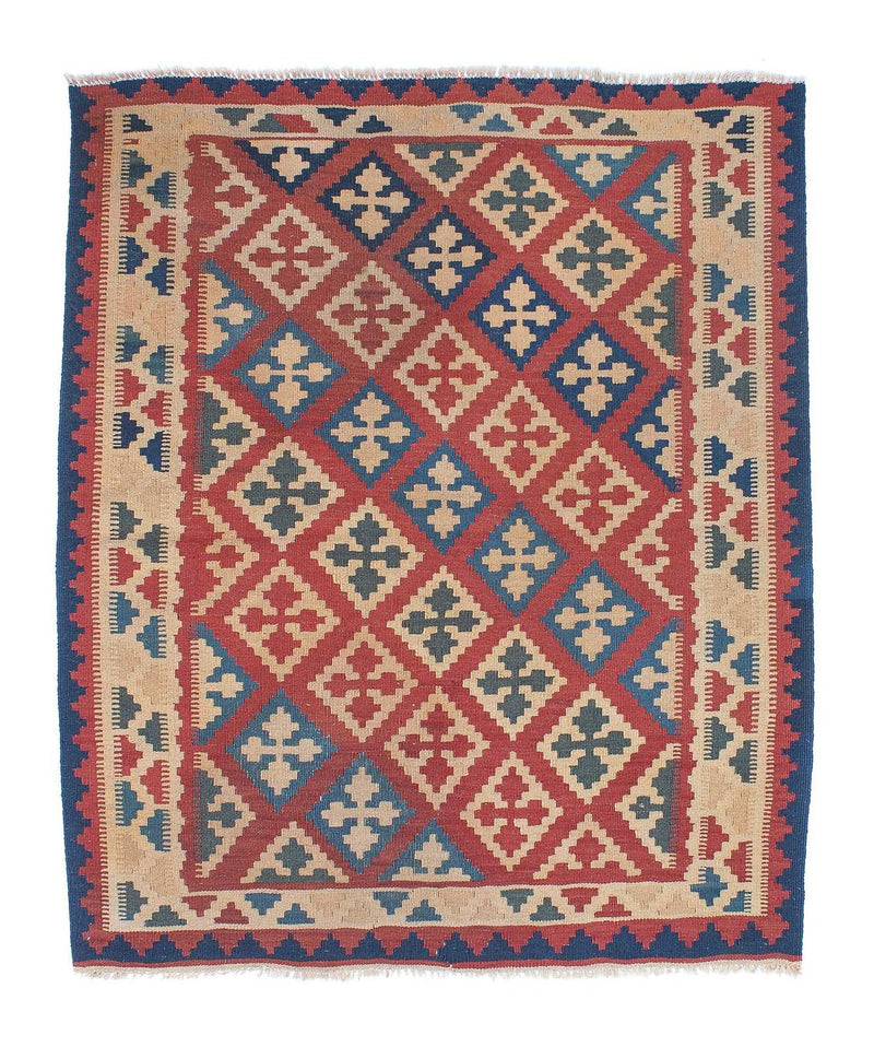 Kelim-tæppe - orientalsk - 143 x 117 cm - flerfarvet