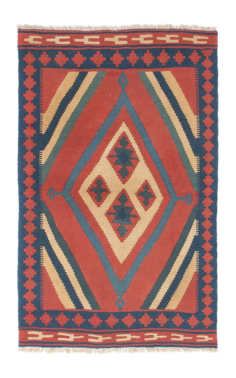 Kelim-tæppe - orientalsk - 150 x 97 cm - mørkerød