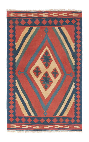 Kelim-tæppe - orientalsk - 150 x 97 cm - mørkerød