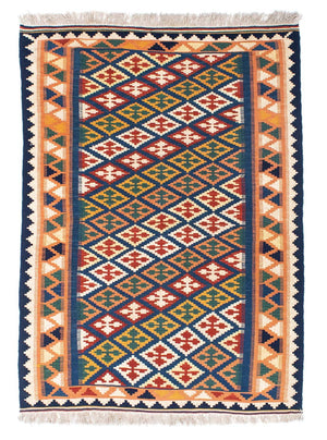 Kelim-tæppe - orientalsk - 156 x 110 cm - blå