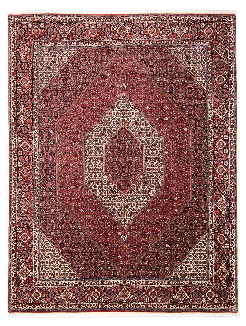 Persisk tæppe - Bijar - 297 x 250 cm - mørkerød