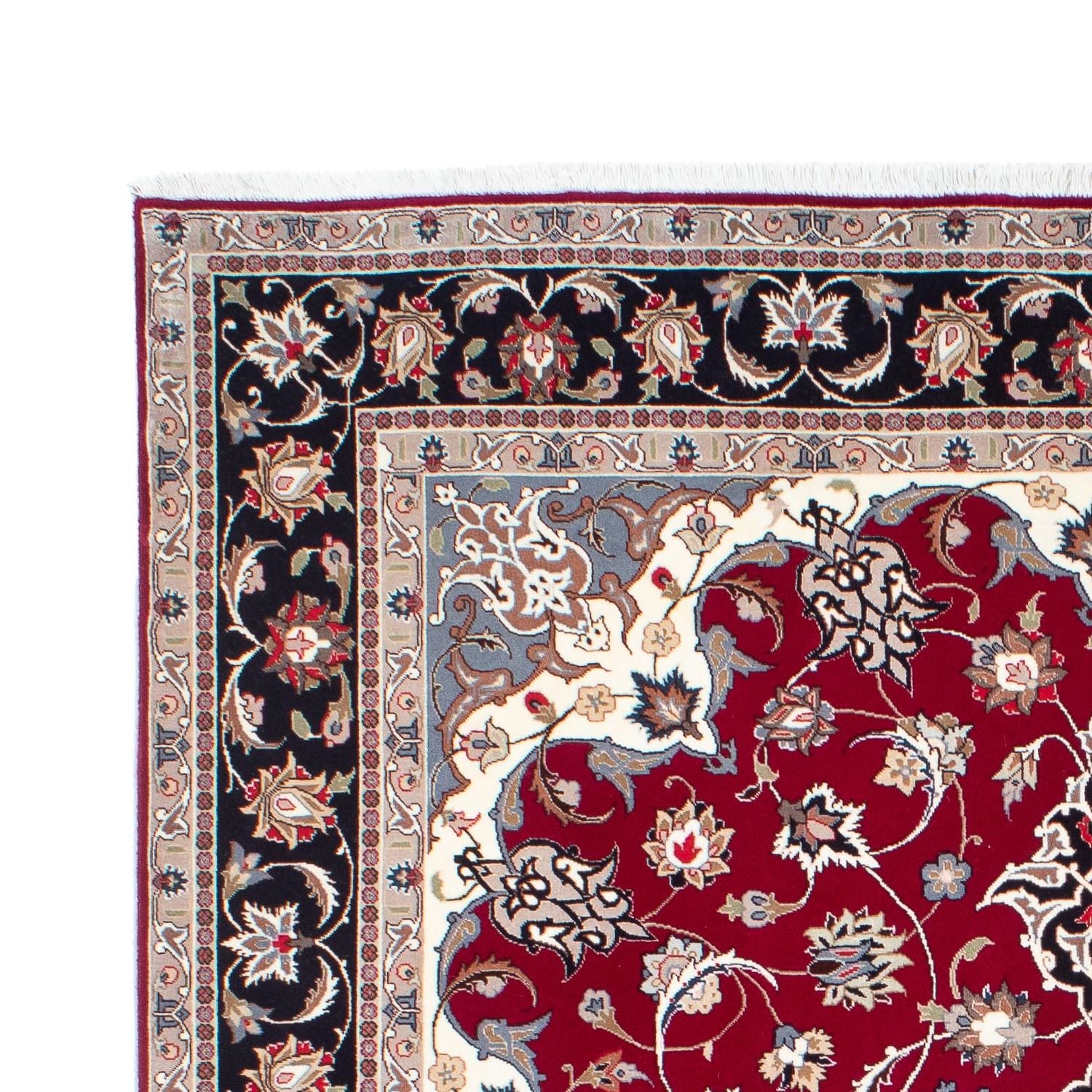 Persisk tæppe - Tabriz - Royal - 198 x 154 cm - mørkerød