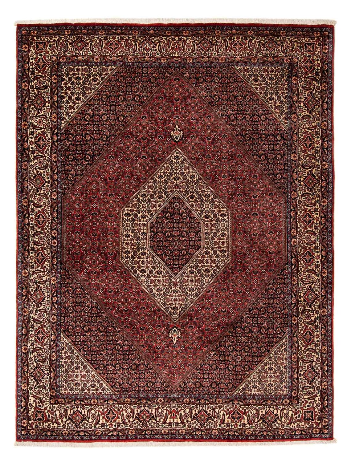 Persisk tæppe - Bijar - 259 x 201 cm - mørkerød