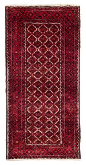Løber Baluch-tæppe - 248 x 117 cm - mørkerød