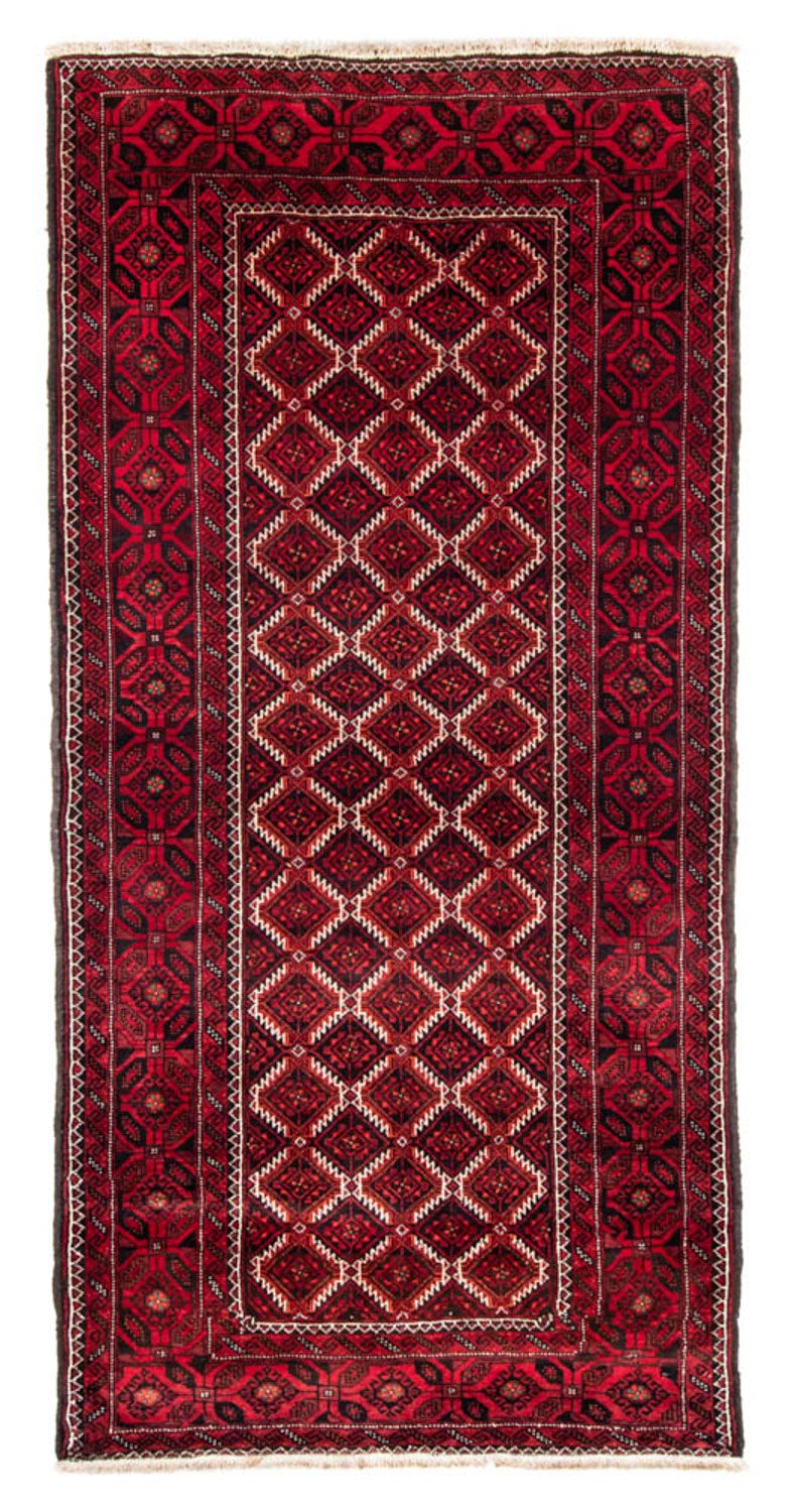 Løber Baluch-tæppe - 248 x 117 cm - mørkerød