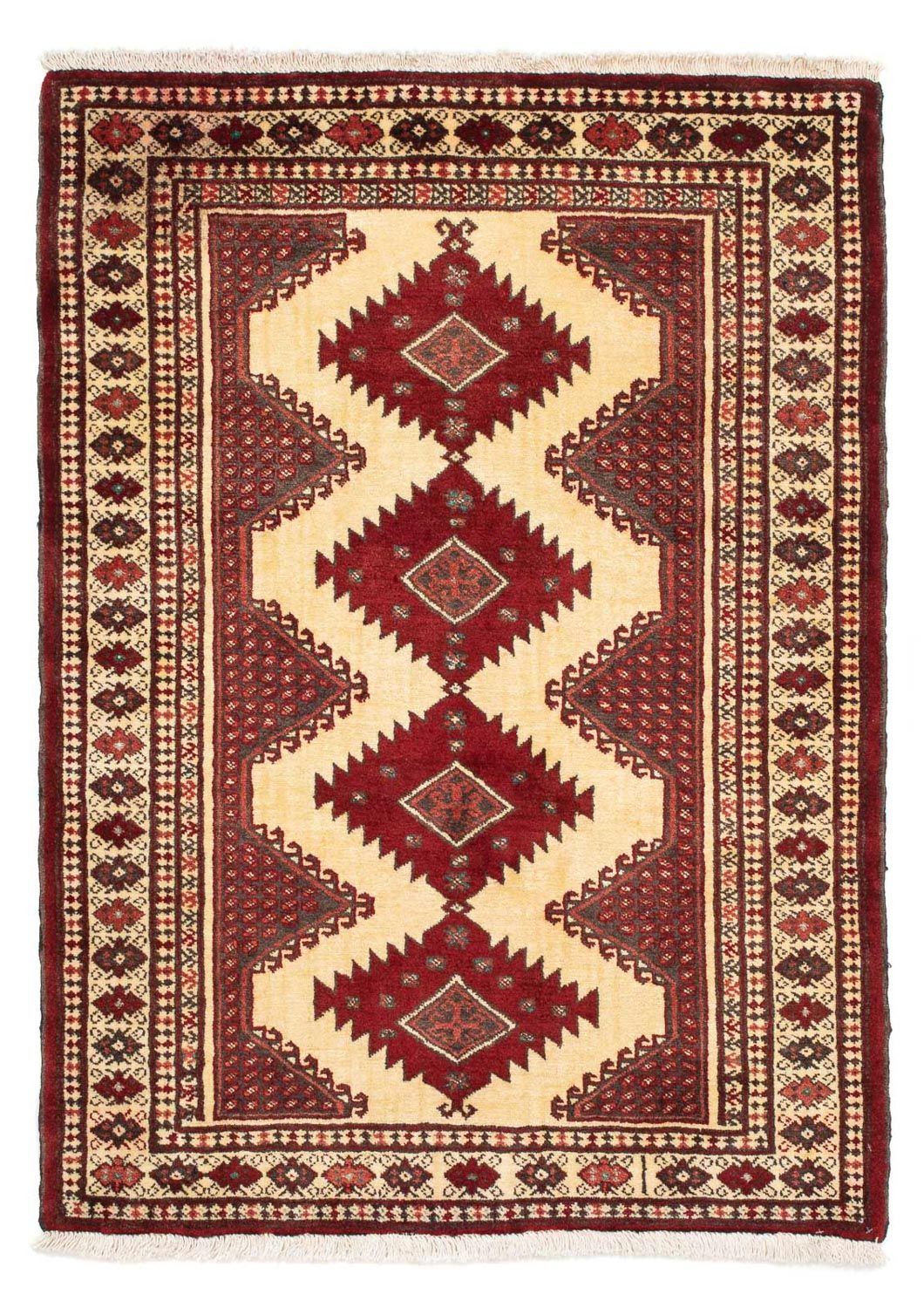 Turkaman-tæppe - 133 x 92 cm - mørkerød