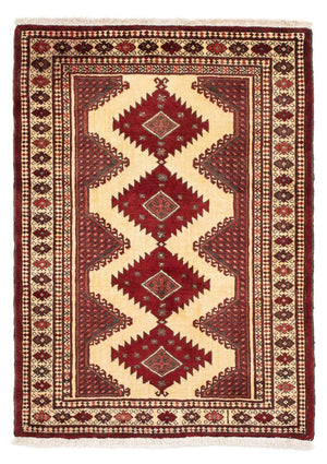 Turkaman-tæppe - 133 x 92 cm - mørkerød