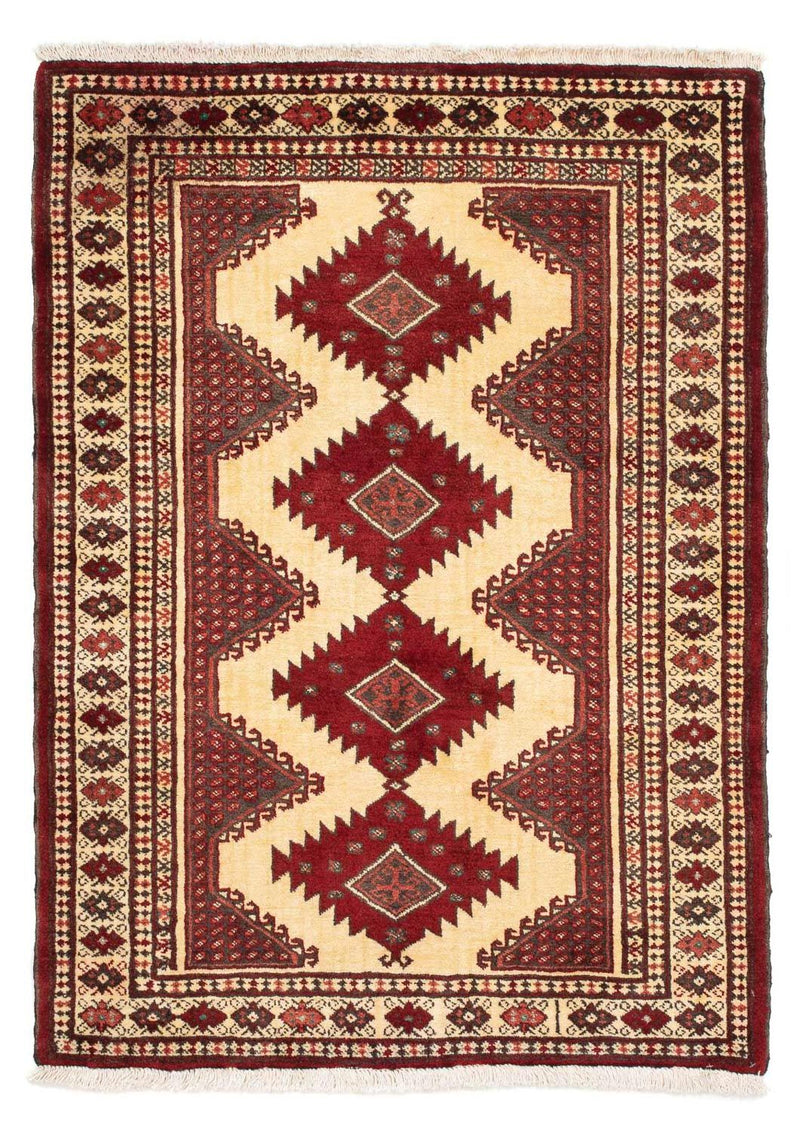 Turkaman-tæppe - 133 x 92 cm - mørkerød