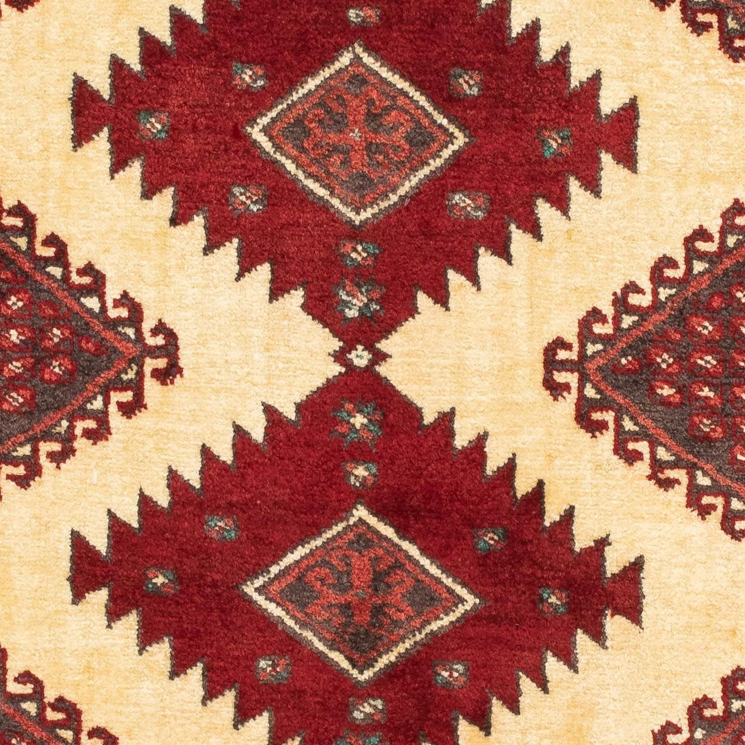 Turkaman-tæppe - 133 x 92 cm - mørkerød