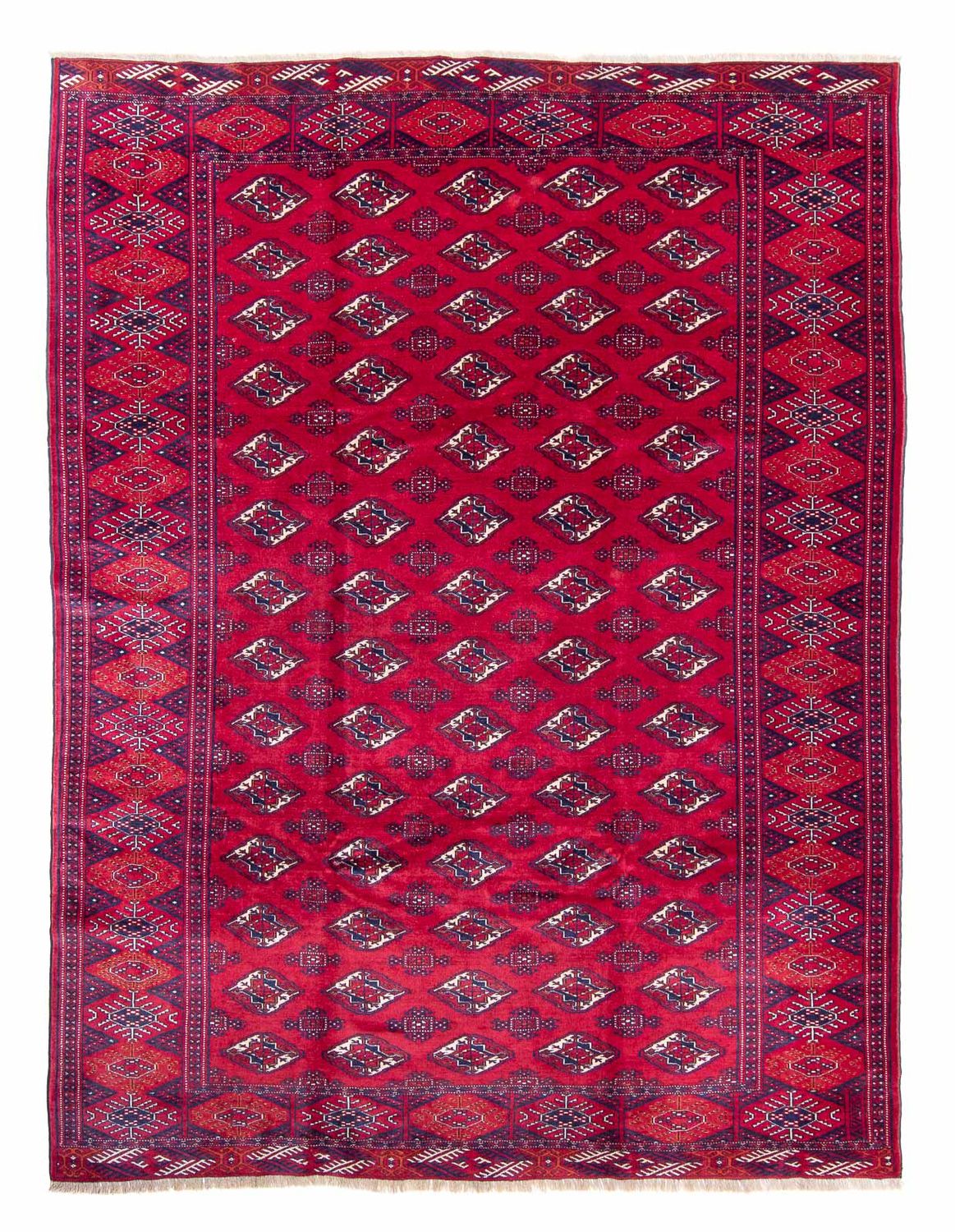 Turkaman-tæppe - 300 x 228 cm - mørkerød