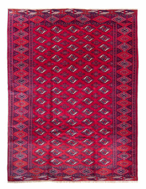 Turkaman-tæppe - 300 x 228 cm - mørkerød