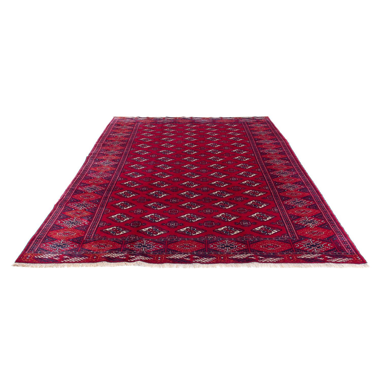 Turkaman-tæppe - 300 x 228 cm - mørkerød