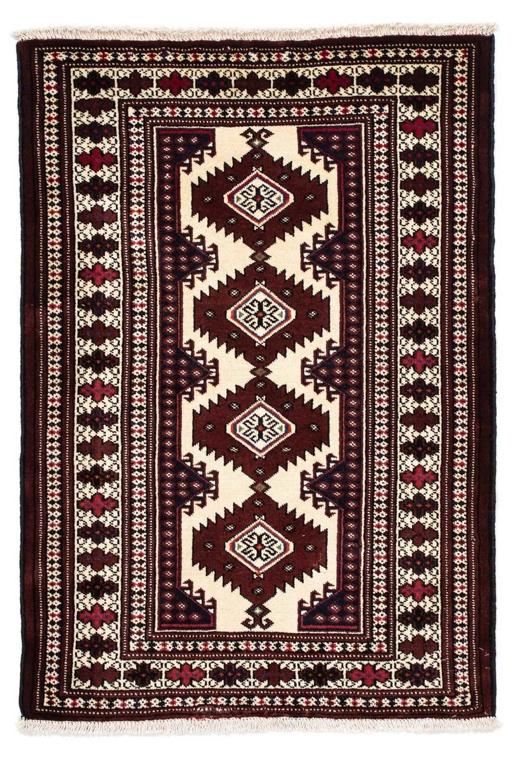 Turkaman-tæppe - 135 x 90 cm - mørkerød