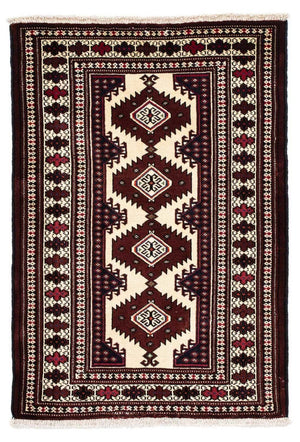 Turkaman-tæppe - 135 x 90 cm - mørkerød