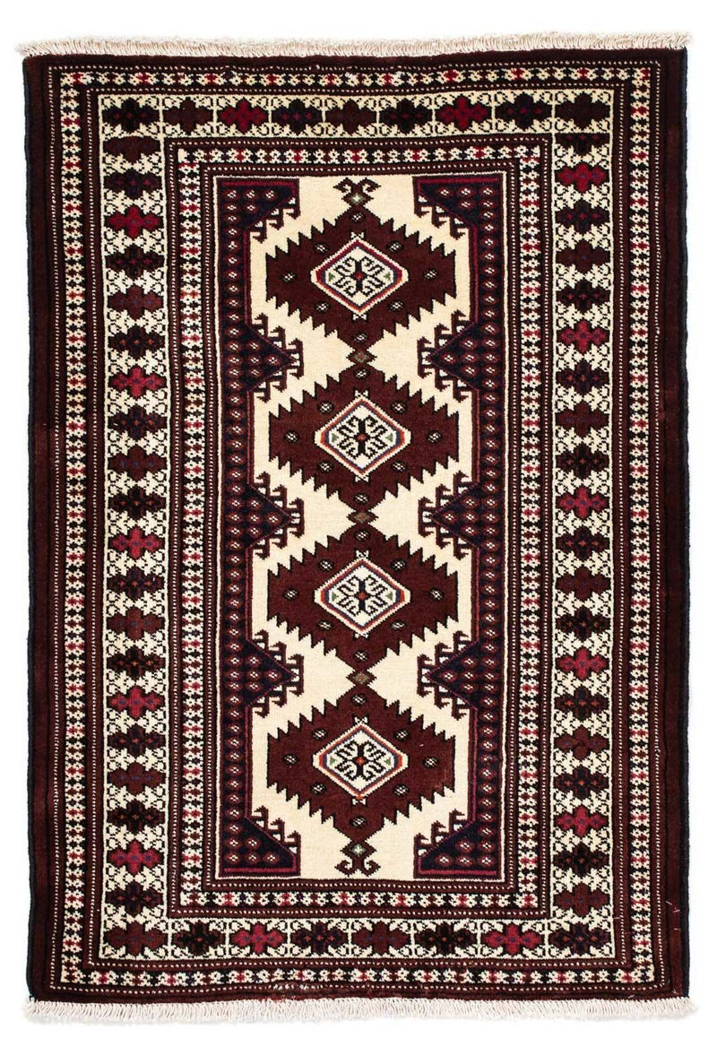 Turkaman-tæppe - 135 x 90 cm - mørkerød