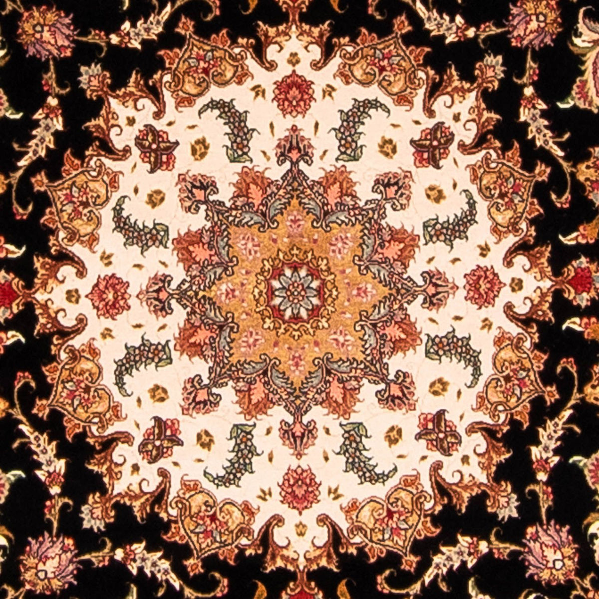 Persisk tæppe - Tabriz - Royal rundt  - 208 x 208 cm - mørkeblå