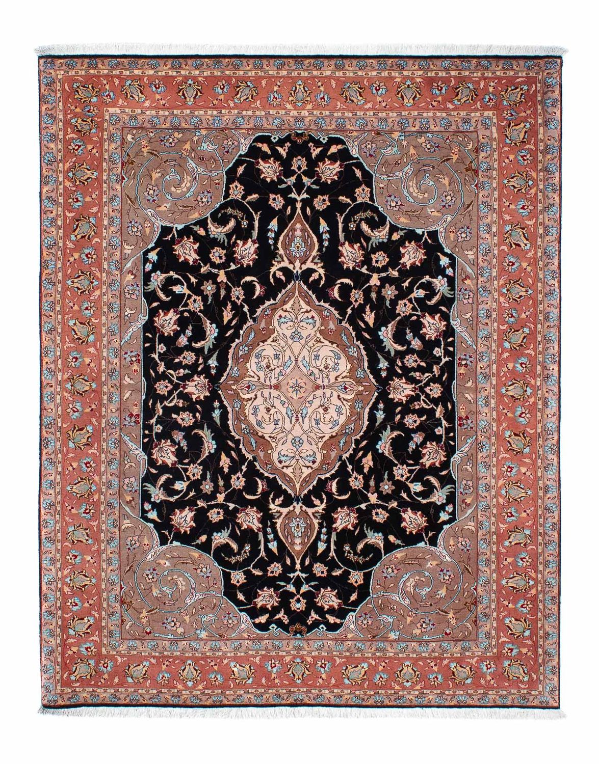 Persisk tæppe - Tabriz - Royal - 201 x 155 cm - mørkeblå